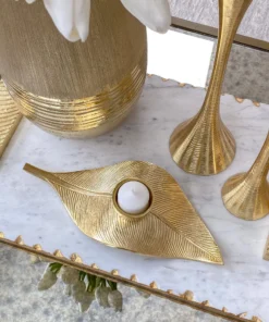 Inspire Me! Home Decor Gold Leaf Tea Light Holder