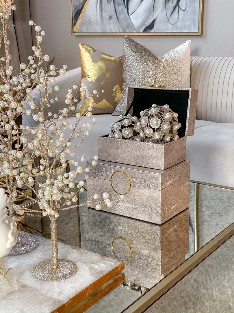 Inspire Me! Home Decor Faux Leather Box Set With Gold Circular Medallion (Set Of 2)