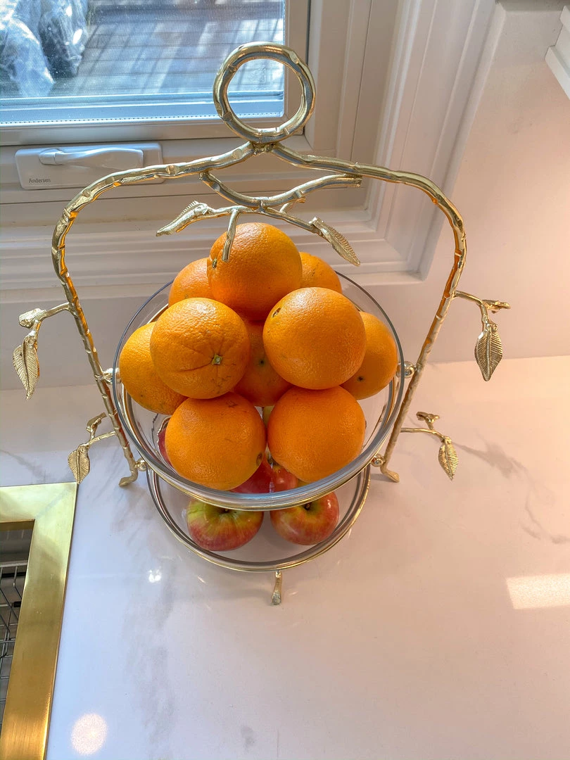 Inspire Me! Home Decor Two-Tiered Gold Leaf Serving Display