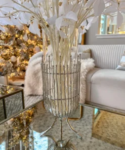 Inspire Me! Home Decor Vase With Vertical Cut Out Design And Glass Insert (2 Colors)