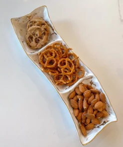 Inspire Me! Home Decor 3 Section Metallic Gold Marble Print Dish