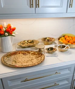 Inspire Me! Home Decor Gold Oval Beaded Platter