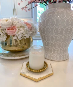 Inspire Me! Home Decor Marble Hexagon Trivet W/ Gold Edge