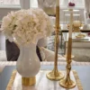 Inspire Me! Home Decor White Glass Vase With Gold Metal Base
