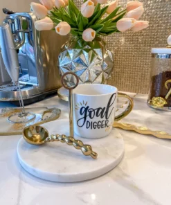 Inspire Me! Home Decor KITCHEN Marble Coffee/Tea Round Serving Tray