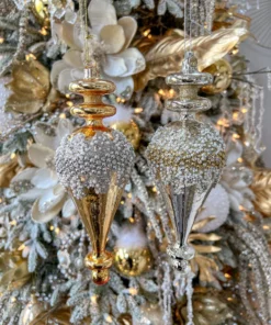 Inspire Me! Home Decor Gold Metallic Glass Finial Ornament (2 Colors)