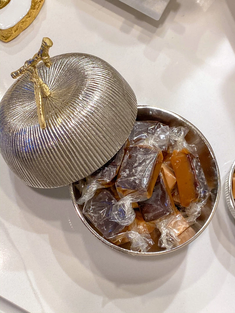 Inspire Me! Home Decor Silver And Gold Apple Shaped Snack Jar (2 Sizes)