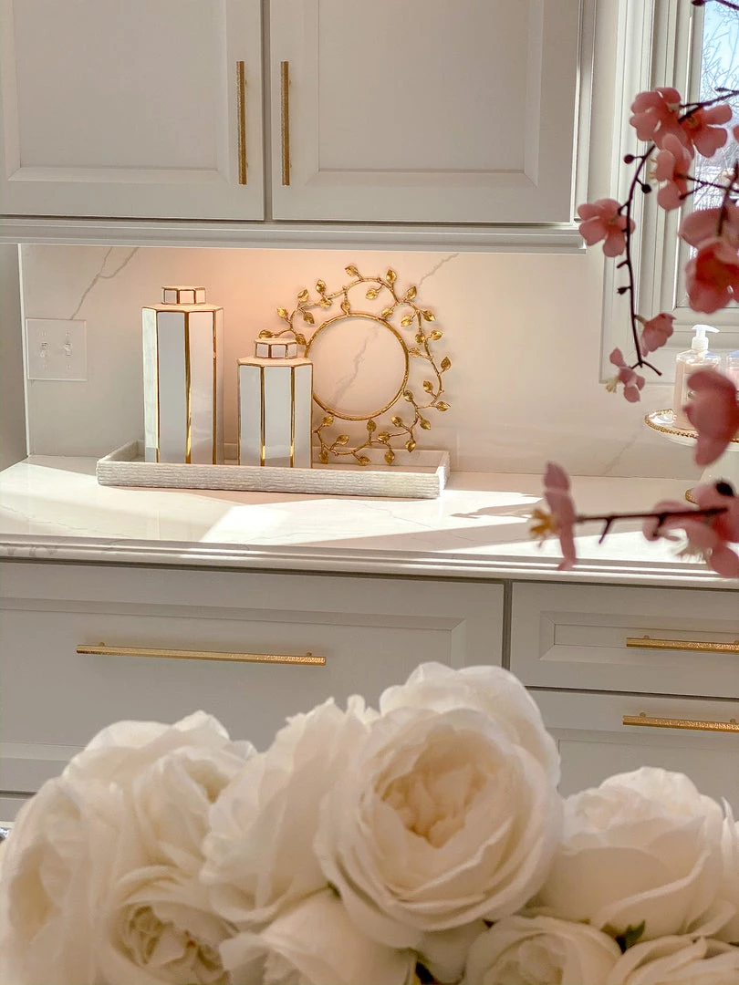 Inspire Me! Home Decor Gold And White Jar With Lid (2 Sizes)