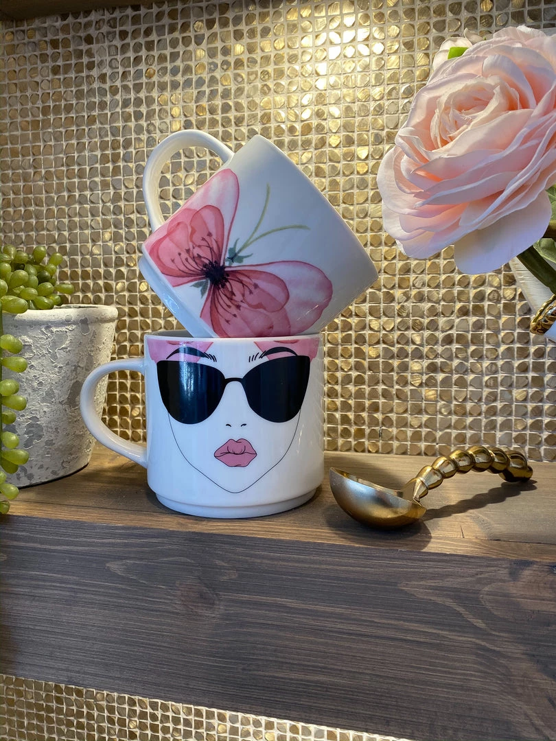 Inspire Me! Home Decor Butterfly Sunglasses Stack Mugs