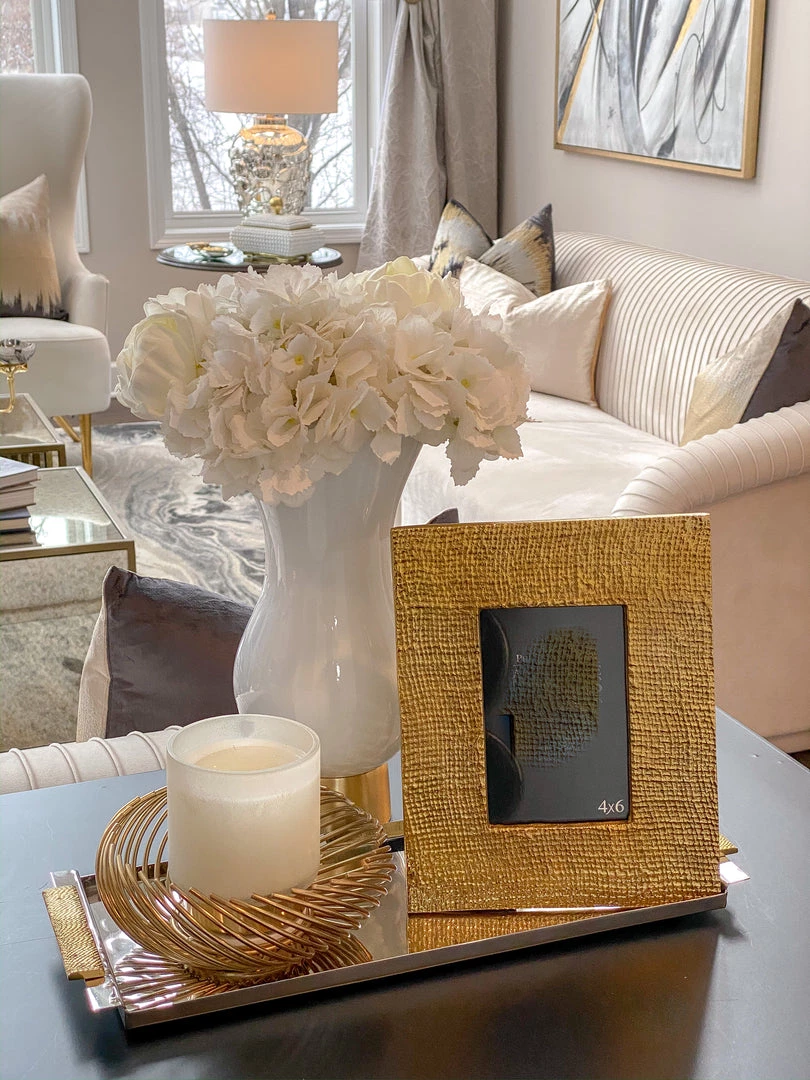 Inspire Me! Home Decor White Glass Vase With Gold Metal Base