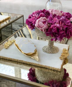 Inspire Me! Home Decor Long Slim Gold Metal Leaf Tray