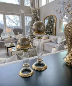 Inspire Me! Home Decor Glass Candle Holders With Gold Ruffle Detail (2 Sizes)