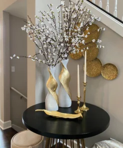 Inspire Me! Home Decor Gold And White Twisted Vase (2 Sizes)