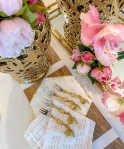 Inspire Me! Home Decor Silver And Gold Flower Handle Dessert Forks Set Of 4