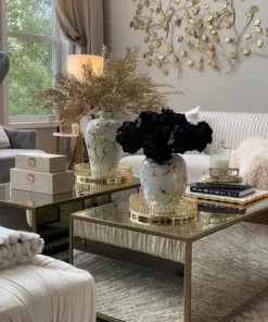 Inspire Me! Home Decor White Vase With Gold Floral Detail (2 Sizes)