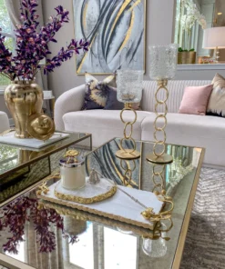 Inspire Me! Home Decor Crackled Glass Link Standing Candle Holder (2 Sizes)