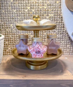 Inspire Me! Home Decor Mini Gold Two Tier Metal Cake Stand