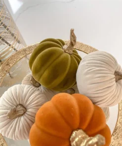 Inspire Me! Home Decor Green Velvet Mini Pumpkin With Gold Stem