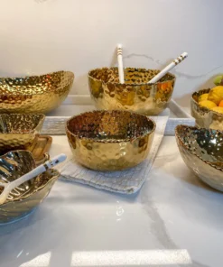 Inspire Me! Home Decor Hammered Porcelain Gold Bowl (2 Sizes)