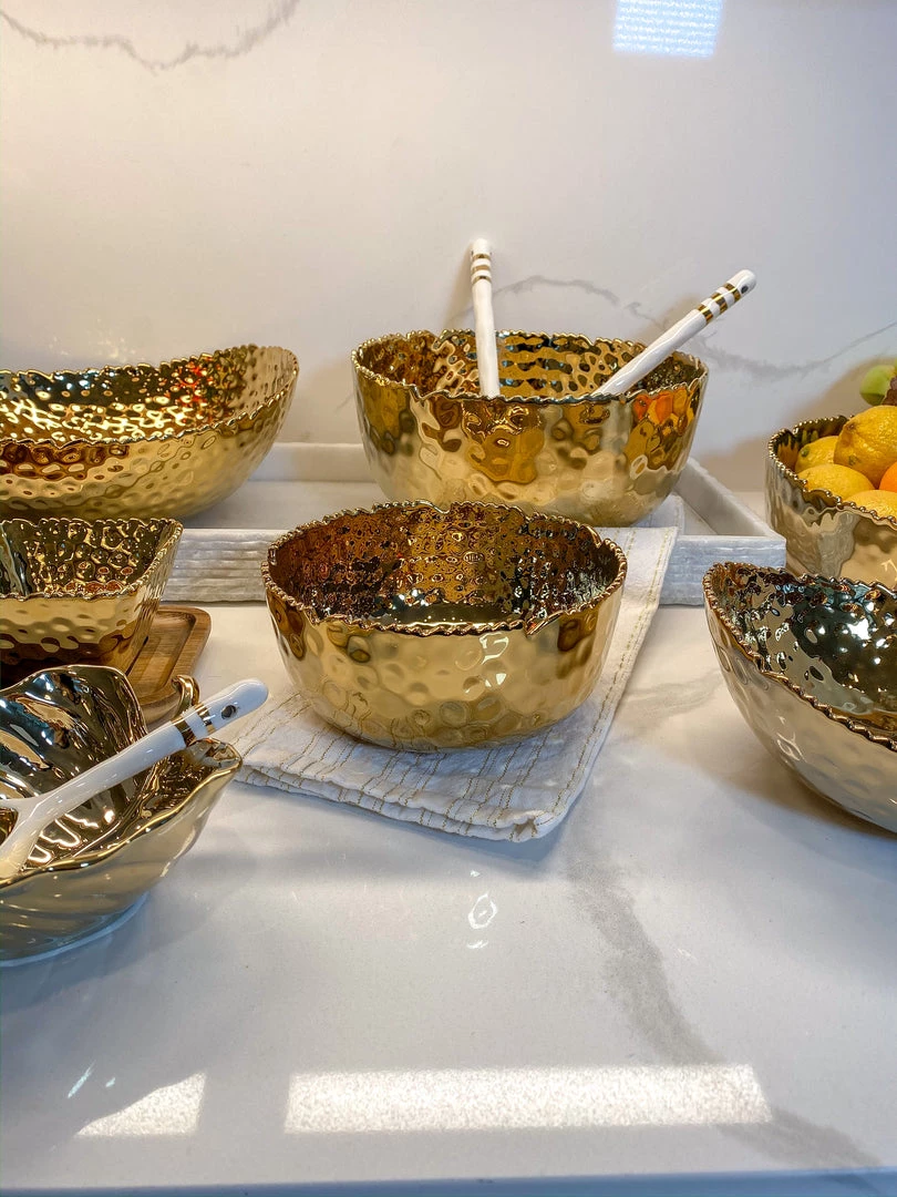 Inspire Me! Home Decor Hammered Porcelain Gold Bowl (2 Sizes)