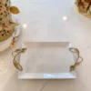 Inspire Me! Home Decor White Ceramic Tray With Gold Leaf Handles