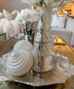 Inspire Me! Home Decor White And Silver Beaded 4" Ornament