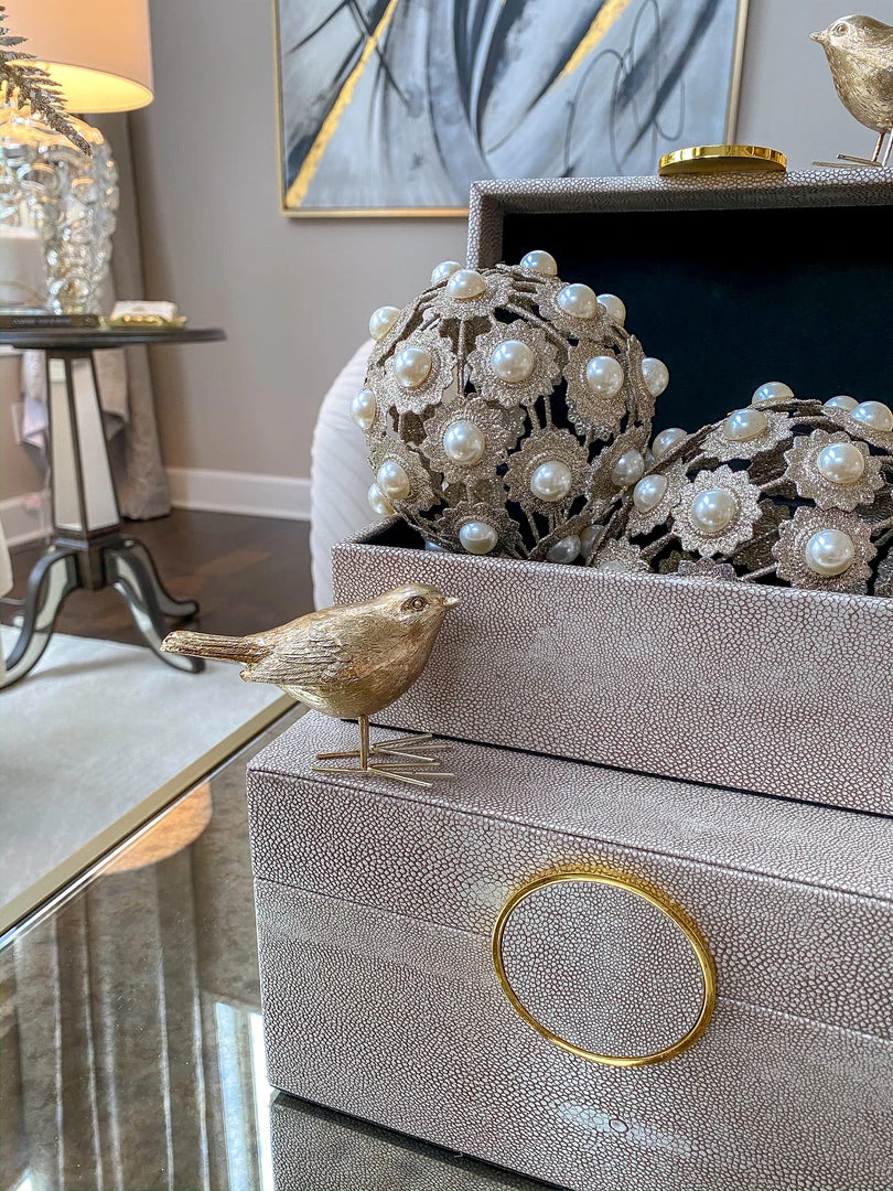 Inspire Me! Home Decor Faux Leather Box Set With Gold Circular Medallion (Set Of 2)