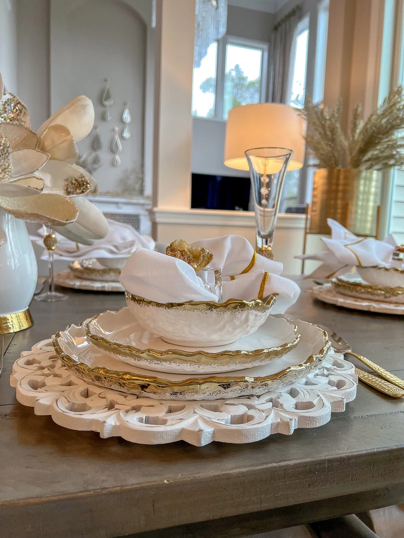 Inspire Me! Home Decor White And Gold Ombre Dinner Set