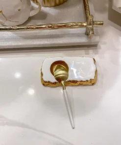 Inspire Me! Home Decor Gold And White Enameled Metal Tea Spoon Rest