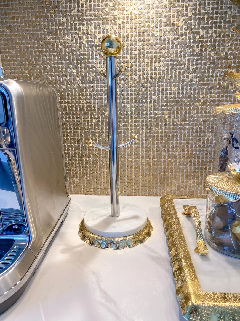 Inspire Me! Home Decor Coffee Mug Holder With Marble Base Gold