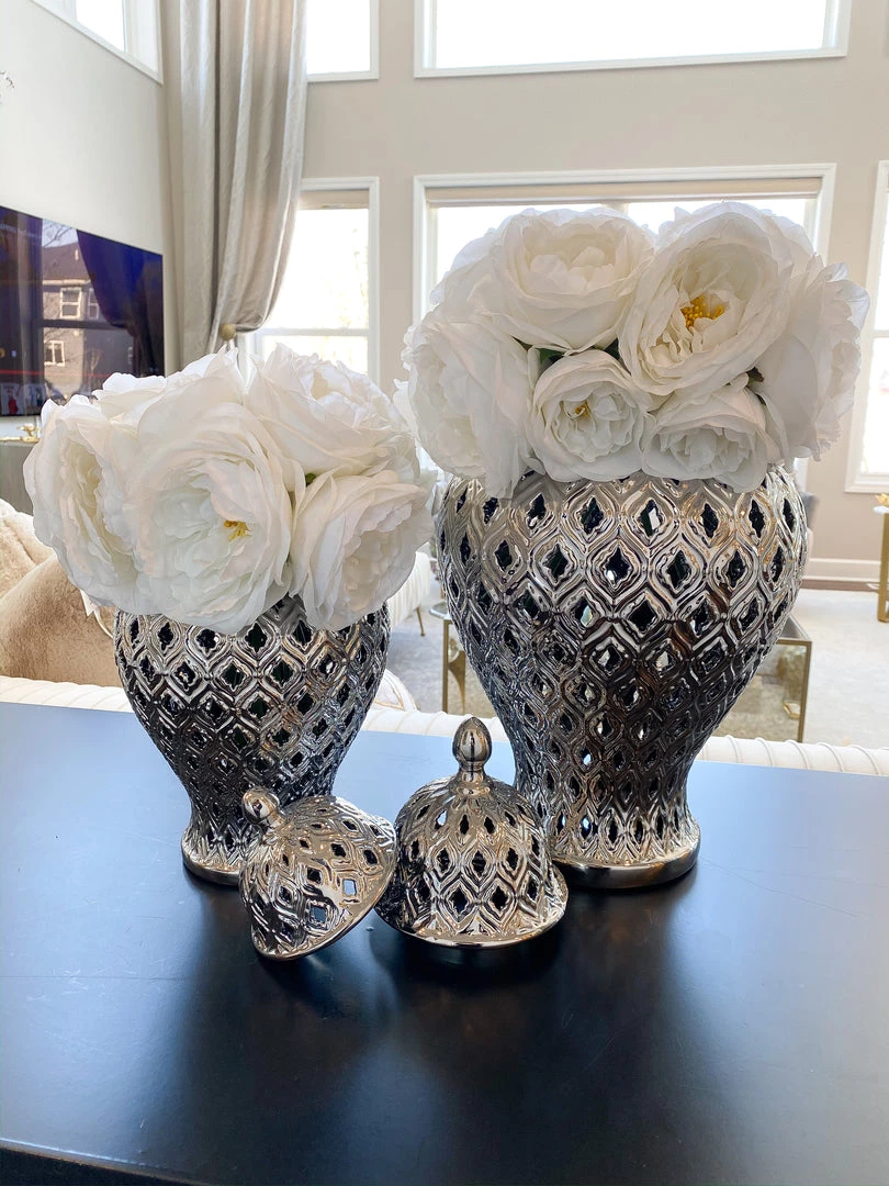 Inspire Me! Home Decor Small Silver Ginger Jar