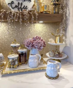 Inspire Me! Home Decor White Ceramic Pitcher With Gold Flower Handle