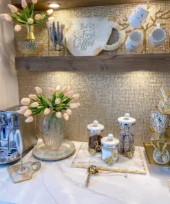 Inspire Me! Home Decor Studded Amber Glass Vase Wtih Gold Rim