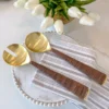 Inspire Me! Home Decor Gold Servers W/ Rattan Handle
