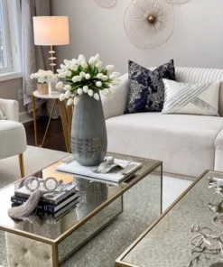 Inspire Me! Home Decor Marble Tray W/ Silver Edge And Textured Handles