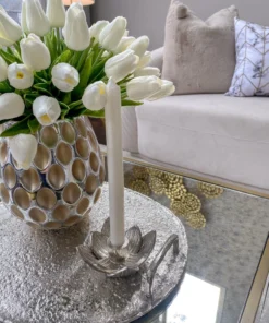 Inspire Me! Home Decor Silver Lotus Flower Candle Holder