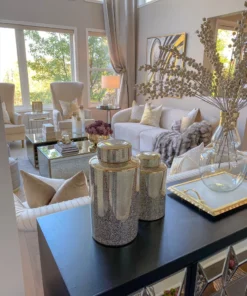 Inspire Me! Home Decor Jars White And Gold Elegant Jar With Lid (2 Sizes)