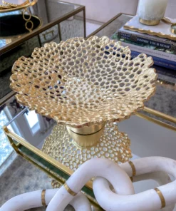 Inspire Me! Home Decor Gold Coral Pedestal Bowl