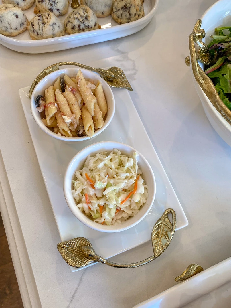 Inspire Me! Home Decor White Ceramic Tray With Serving Bowls And Gold Leaf