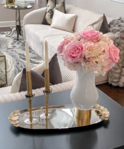 Inspire Me! Home Decor White Glass Vase With Gold Metal Base