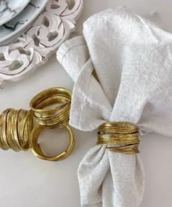 Inspire Me! Home Decor Gold Crumpled Leaf Napkin Rings (Set Of 4)