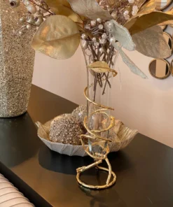Inspire Me! Home Decor Glass And Metal Spiral Leaf Vase - Gold