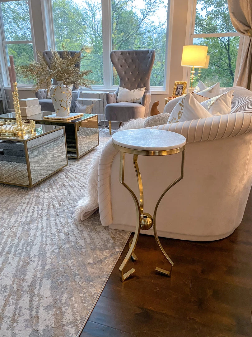 Inspire Me! Home Decor Marble Size Table With Gold Base