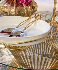 Inspire Me! Home Decor Oval Porcelain Serveware With Metal Base (2 Colors)