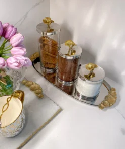 Inspire Me! Home Decor Silver And Gold Flower Top Canister (3 Sizes)