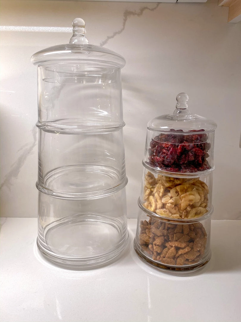 Inspire Me! Home Decor Three Section Clear Apothecary Jars With Lid (2 Sizes) KITCHEN