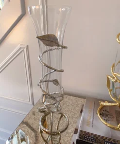 Inspire Me! Home Decor Glass And Metal Spiral Leaf Vase - Gold