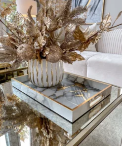 Inspire Me! Home Decor Marble Tray With Gold Edges And Metallic Marble Pattern (2 Sizes)