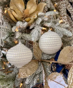 Inspire Me! Home Decor White And Silver Beaded 4" Ornament