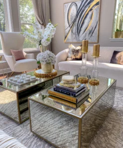 Inspire Me! Home Decor Glass Candle Holder With Gold Metal Floral Details (2 Sizes)